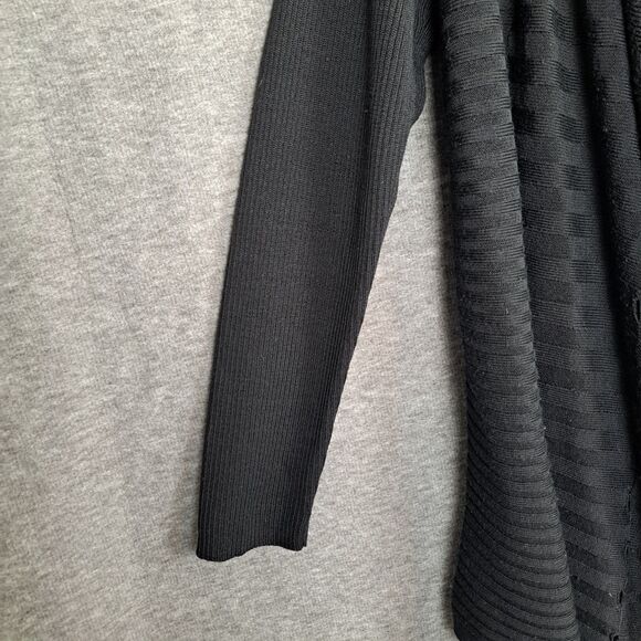 Eileen Fisher XL Black 100% Merino Wool Open Front Cardigan Italian Yarn - Picture 6 of 10